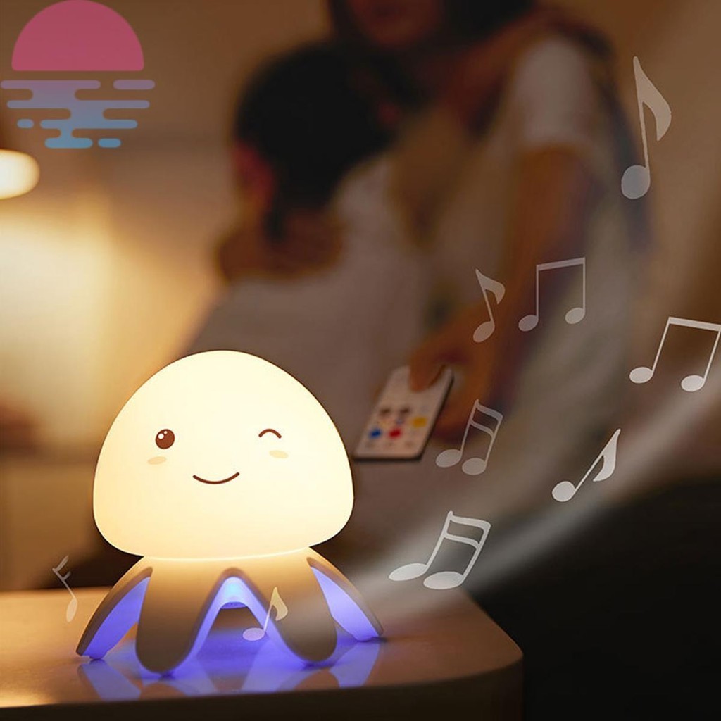 Lâmpada Noturna Jellyfish Night Lamp Com Controle Remoto Mudança De Cor De Música 1200mAh USB Recarregável De Silicone Luz De Cabeceira Portátil SHOPSKC0611