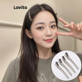 Lovito Casual Presilha de Cabelo Feminina Lisa Portátil LFA18261