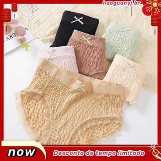 ZXYOUPING kit 6 Calcinhas De Renda Feminina/Calcinha Sem Costura Antibacteriana Respirável Algodão Cintura Média/Lingerie Highelstic Fillet Bow Lace plus size Underwear