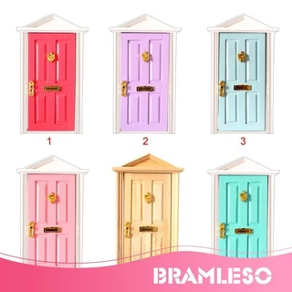 [Bramleso] Móveis Para Dollhouse Porta De Madeira/12 Acessórios X 9cm