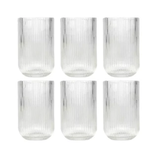 Jogo De Copos Vidro Canelado Resistente Design 420 ou 400ml Multiuso Transparente