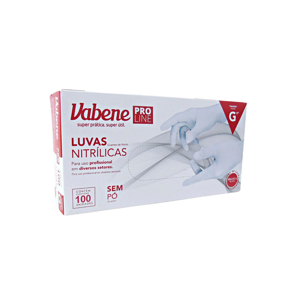 LUVA NITRILICA PRO LINE G BRANCA SEM PO 100 UN VABENE