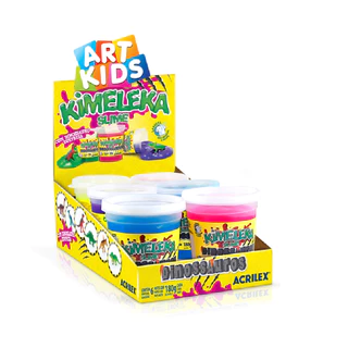 KIMELEKA DINOS CAIXA 6 POTES X 180 GRAMAS - ACRILEX SLIME