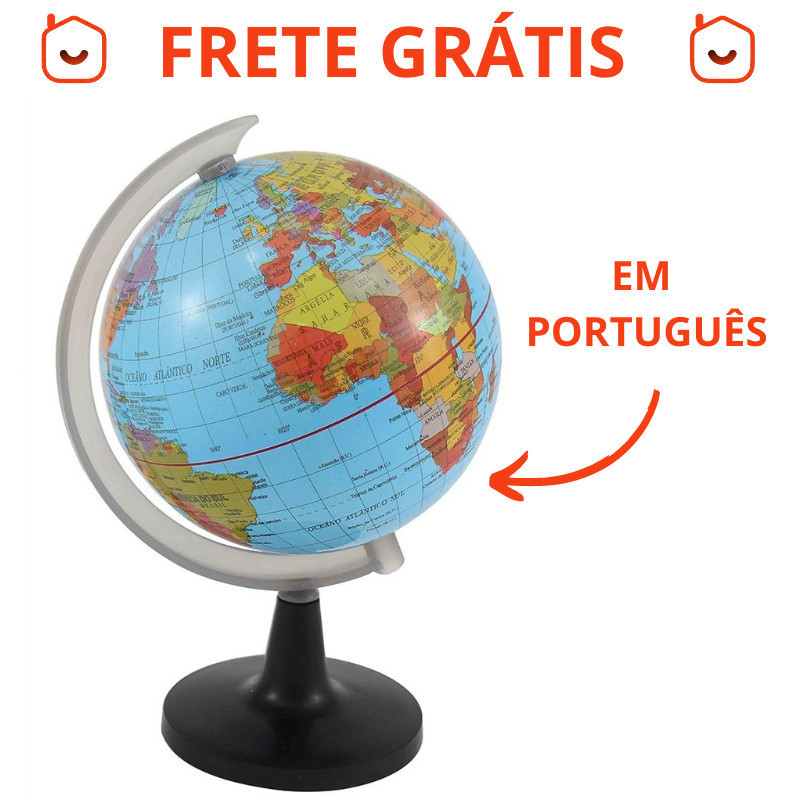 Globo Terrestre Escolar Giratório 14,5cm Mapa Mundi De Mesa em ...
