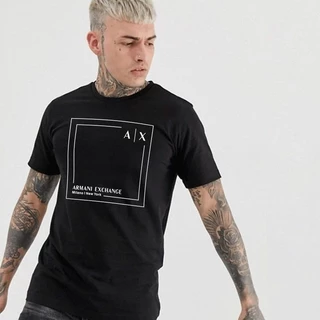 Ea7 Versão Alta De Novas Camisetas Na Europa E América De Verão Masculinas 100 % Algodão AX Letras Moda Joker Camiseta De Manga Curta Colarinho + tag