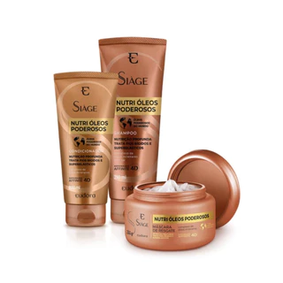 Kit Nutri Óleos Poderosos Shampoo 250mL, Condicionador 200mL e Máscara 250g Siage Eudora