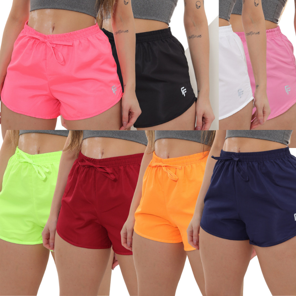 Kit C/ 3 Shortinhos Feminino Moda Praia Piscina Academia Fitness ...