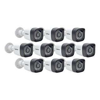Kit 10 Câmeras de Segurança Full HD 1080p 2MP Bullet 20 Metros Infravermelho Lente 2.8mm Tudo Forte