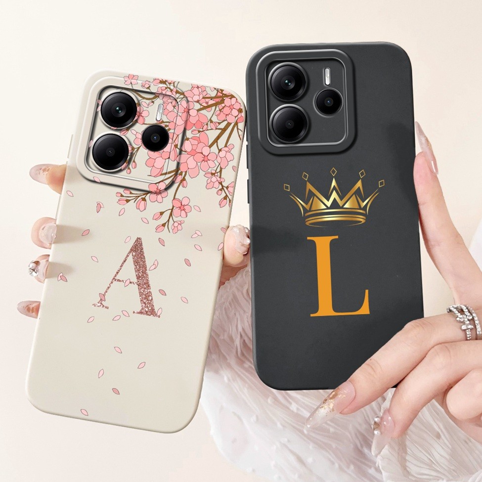 Capa Para Redmi Note 14 4G Caso Luxo Letras Az Moda Flores Silicone ...