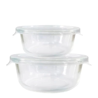 Kit 2 Potes de Vidro Redondo Com Tampa Transparente 620ml e 950ml - Mor