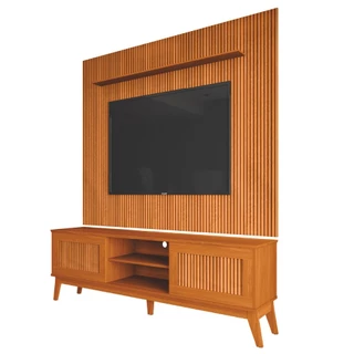 Rack Bancada King Com Painel Para TV Até 75 Polegadas 1,79m Avante Cedro Ripado Impressão 3D EDN