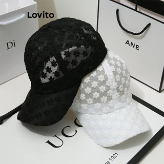 Lovito Chapéus femininos casuais Ditsy Floral Contrast Mesh Lace Organza LFA27139