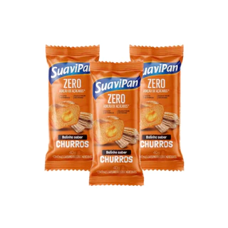 Kit 12un Bolinho Zero SUAVIPAN 40G Churros Com Recheio Doce De Leite