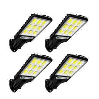 Kit 4 Luminária Led Solar Poste Rua Parede Sensor 180 Led Controle