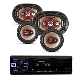 Kit Fácil Bravox 6 + 6x9 Triaxial e Quadriaxial + MP3 Automotivo Positron 1 Din BT USB Rádio SP2230