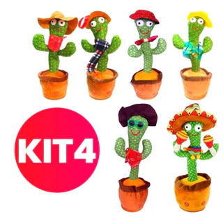 KIT 4 Brinquedo Cacto Dançante Falante Imita c/ Musicas Repete Falas