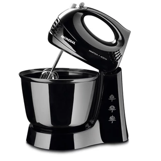 Batedeira Mondial Prática B44B | 3 Velocidades + Turbo, 1 Tigela, 400W, Preta em Oferta na Shopee