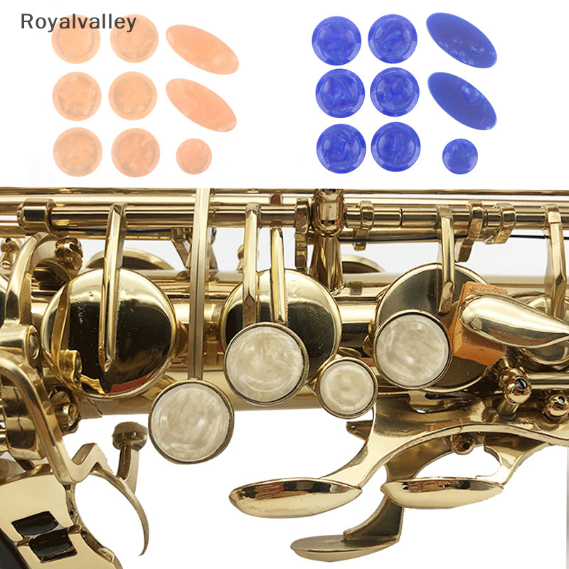 [Royalvalley] 9Pcs/Set Botões Chave De Saxofone Inlays Para Sax Alto Tenor Soprano Peças Plásticas De BR