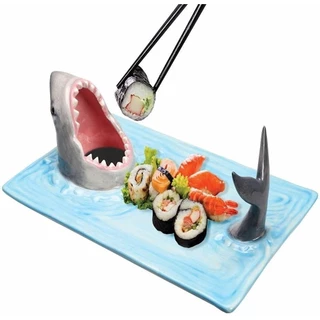 Prato De Sushi De Tubarão , Bandeja Para Servir Cerâmica De Ataque Materiais Seguros Alimentos , Faqueiro Em Forma Decoração De Mesa De Jantar Cozinha