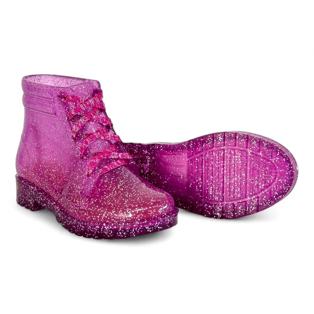 Bota Coturno Infantil Menina com Cadarço Cano Médio