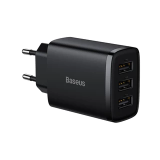 Carregador De Parede Turbo Triplo Usb Baseus Mini 17w