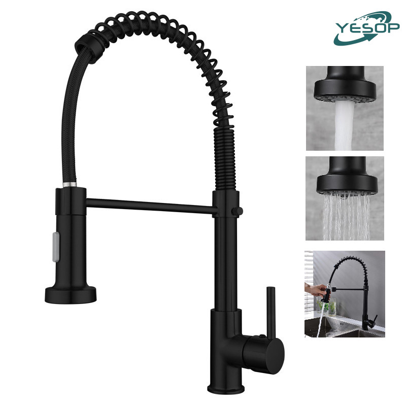 Torneira Preta Pia Cozinha Gourmet Luxo Misturador Monocomando Cor Fosco Preto Yesop