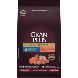 Racao Gran Plus Gourmet Gatos Castrados Sabor Salmão e Frango 10,1kg