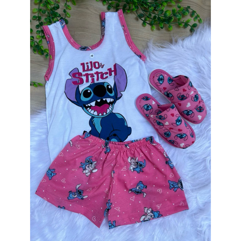 kit short doll regata infantil+pantufa verao personagens blogueira em Oferta na Shopee