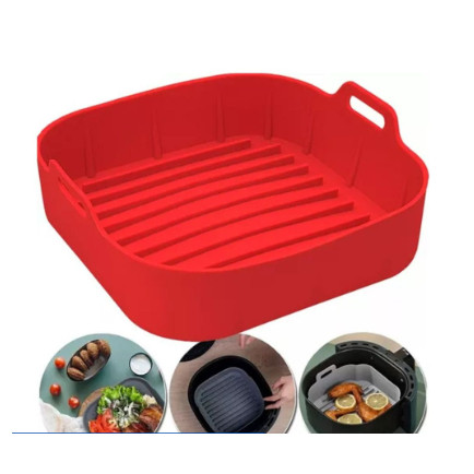 Forma De Silicone Air fryer Antiaderente Cesto Silicone Fritadeira Elétrica QuadradoRedondo