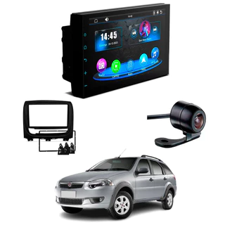Central Multimídia CarPlay Mp5 2 Din Faaftech 7 Polegadas + Câmera de Ré Borboleta + Moldura 2din Palio Weekend