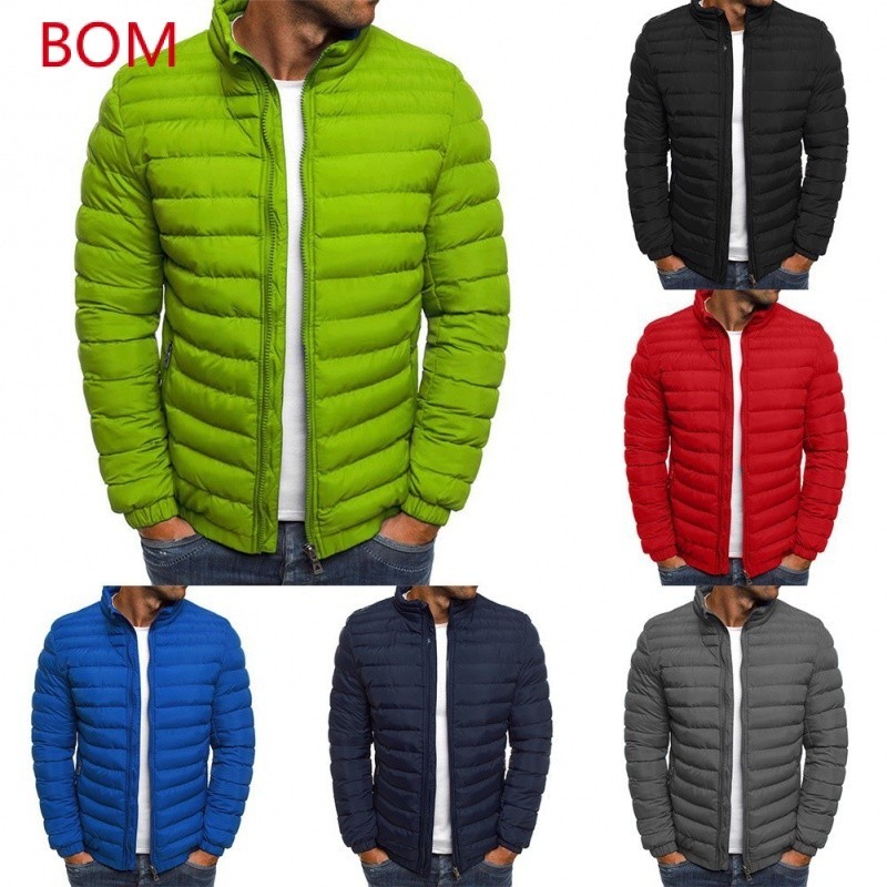 Mens inverno quente colarinho puffer zip up jaqueta acolchoada outwear casaco boa qualidade KE693