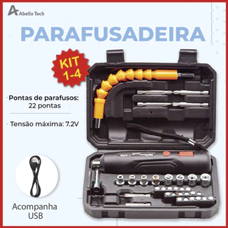 Parafusadeira Furadeira Portátil com bateria sem fio recarregável USB com maleta completa