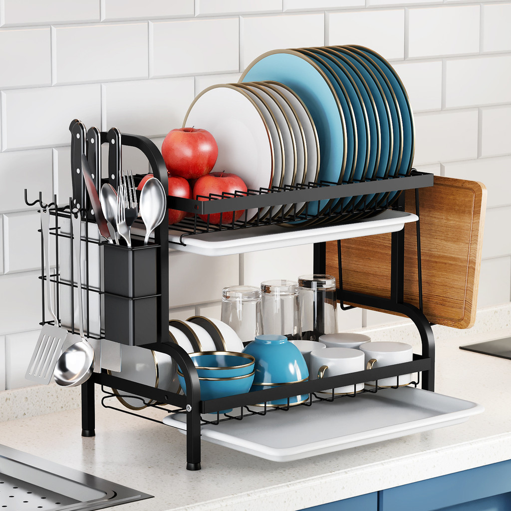 Escorredor Kitchen Rack Aço Inoxidável Organizador Louça Preto