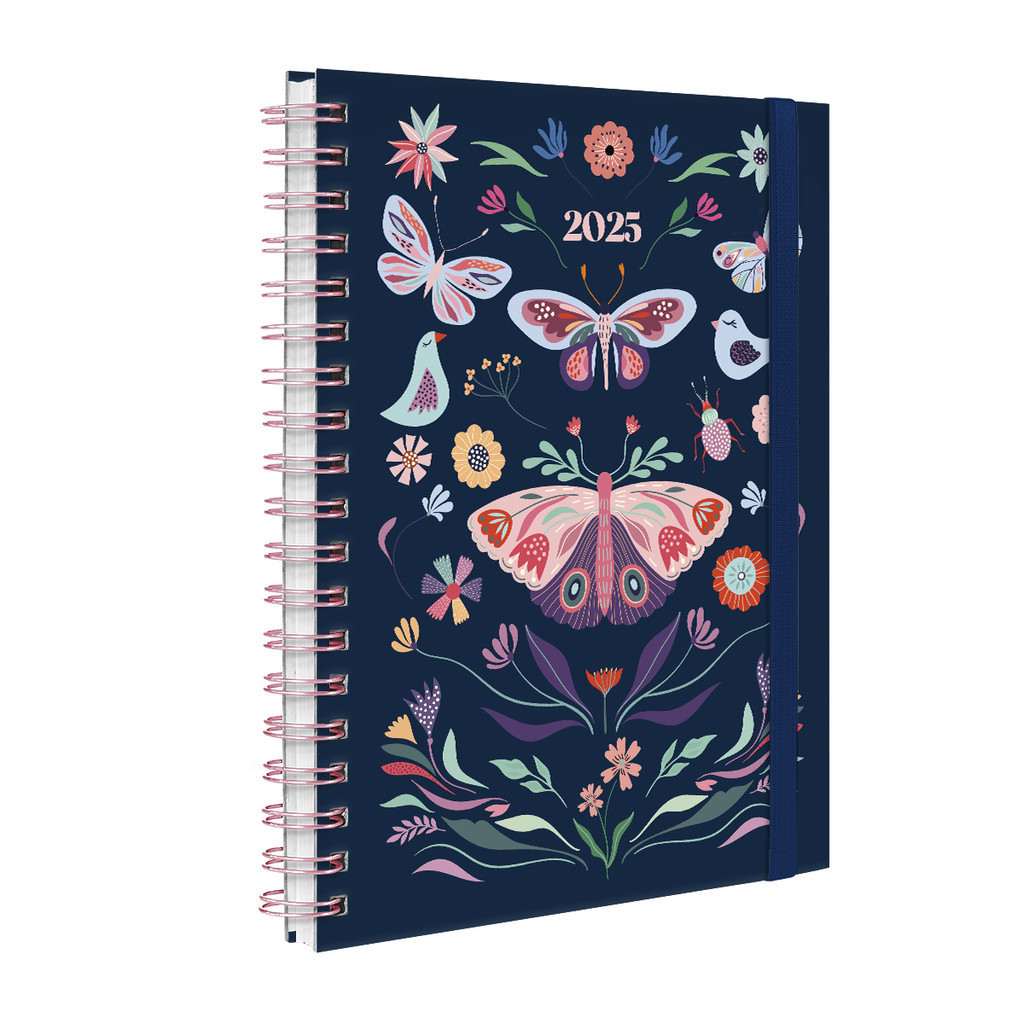 Agenda 2025 Planner Semanal Plus Capa Dura Butterfly Marinho Rosa ...