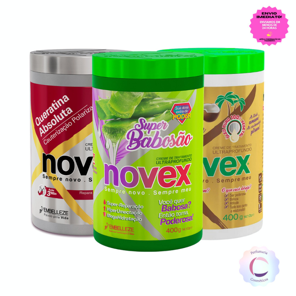 Kit 3 Novex Creme de Tratamento Cronograma Hidratação, Nutrição e ...