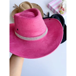 CHAPEU INFANTIL BOIADEIRA CAMURÇA COM STRASS