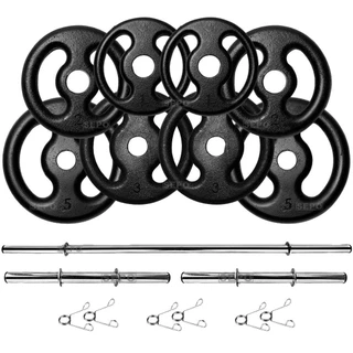 Kit 22kg em Anilhas com 2 Barras Tubo 40cm e 1 Barra Tubo 1.20m