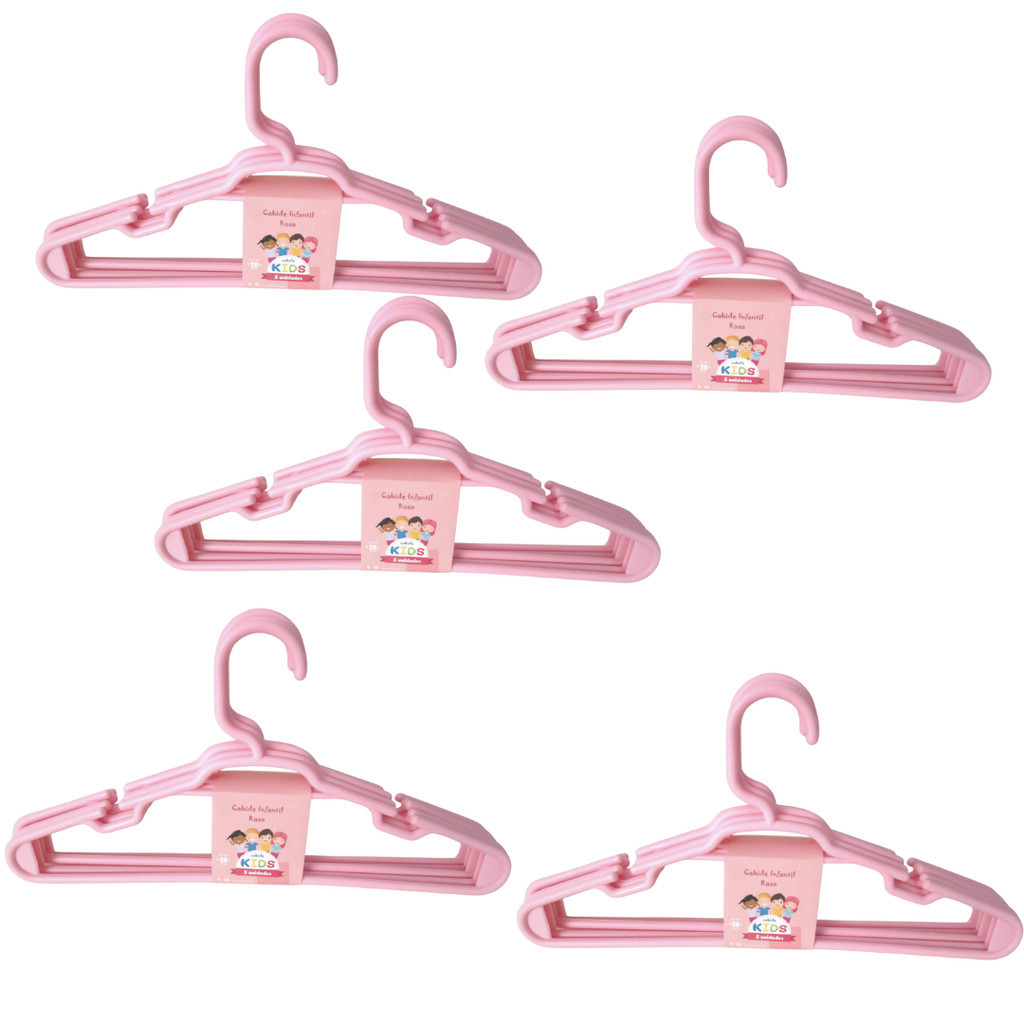 Cabide Infantil Bebe Reforçado Kit 25 Unidades Colorido Rosa | Shopee ...