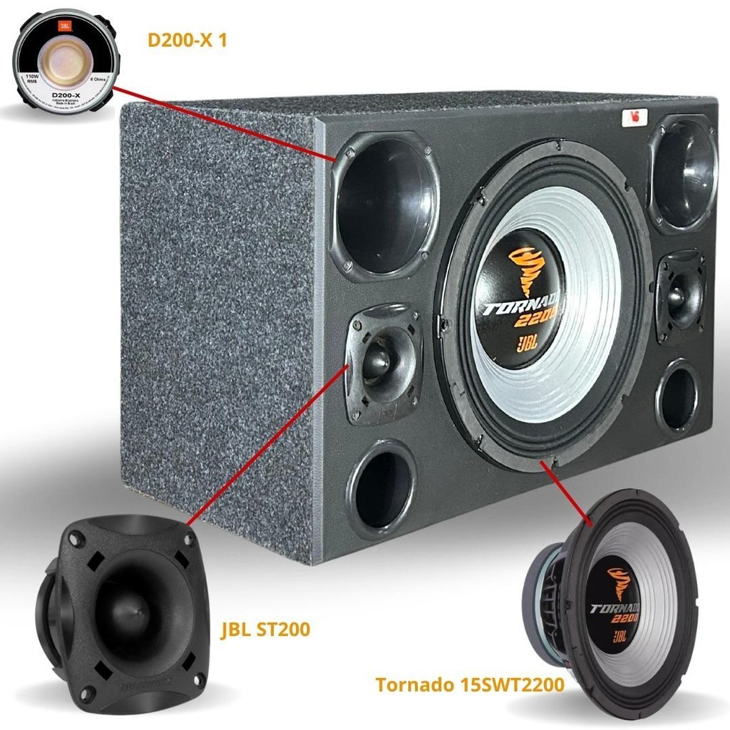 Caixa Trio 15'' Tornado Jbl 15swt2200 + 2 D200-x + 2 St200