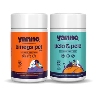 Suplemento Ômega 3 Pet CONCENTRADO (DHA+EPA) + Pelo e Pele | 2x30 Cáps|Cães e Gatos| Queda de Pelo, Coceira, Imunidade