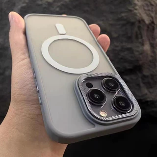 CAPINHA CASE Capa Magnética Fosca De Luxo Para iPhone 15 14 11 12 13 Pro Max 14 15 Plus Magsafe metal De Carga Sem Fio COM LENTES DE PROTEÇÃO RESISTENTE