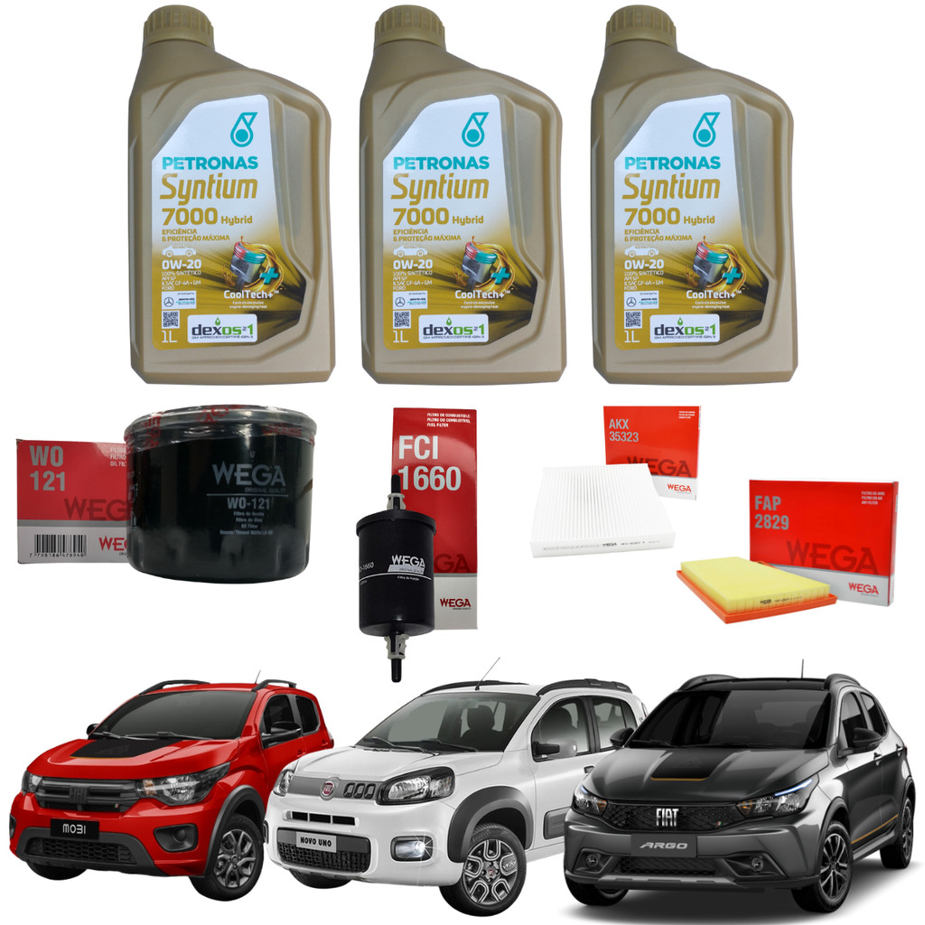 Kit Troca Óleo Motor Filtros 0w20 Fiat Argo 1.0 3 Cilindros | Shopee Brasil