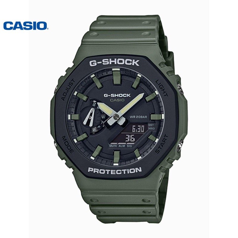 GShock Octogonal Versão Clássica GA 2100 display De Tempo Duplo GREEN ...