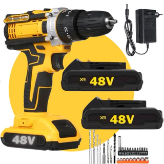 Parafusadeira Furadeira Impacto 48V Kit Completo 2 Baterias e Maleta Uso Profissional