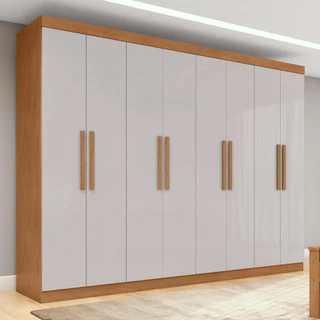 Guarda-roupa Casal Easy Slim 8 Portas Amendoa Clean/Off White em Oferta na Shopee