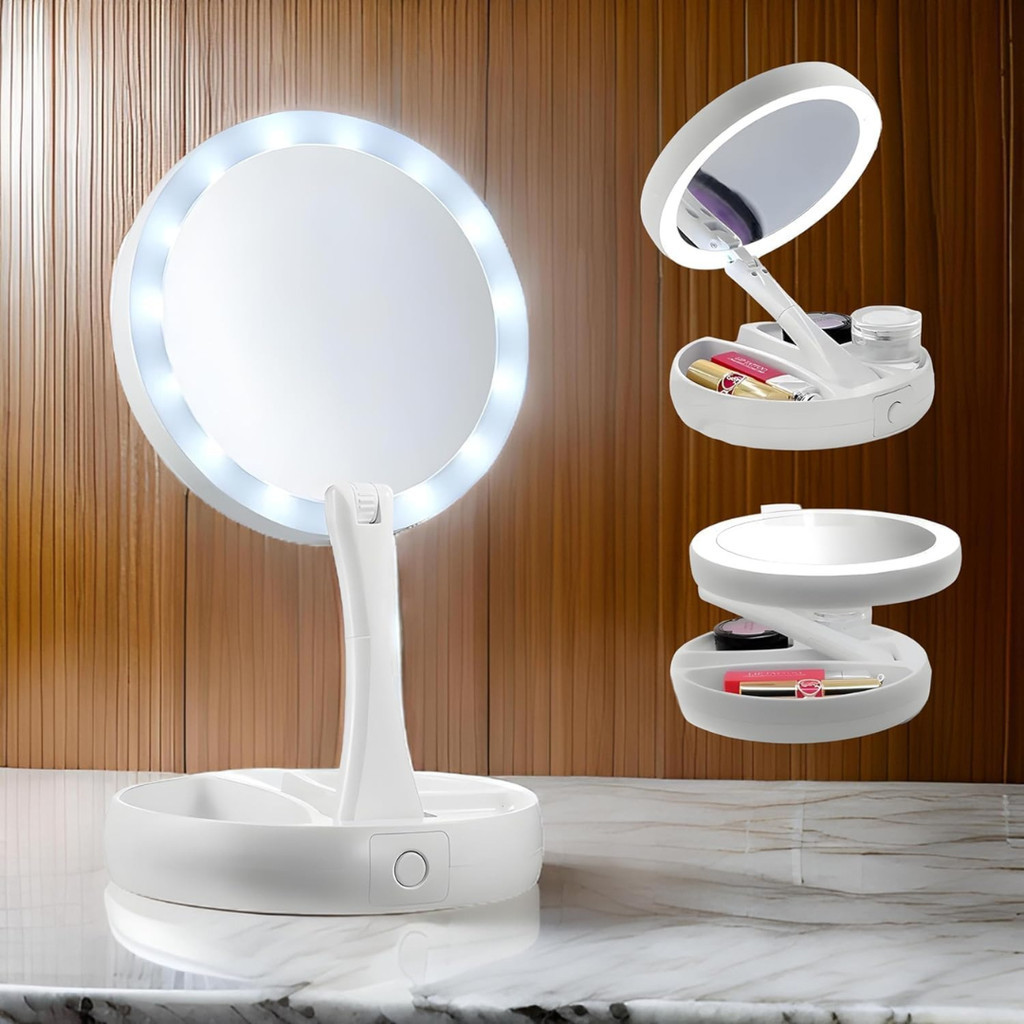 Espelho Camarim Dobrável com Led | Shopee Brasil