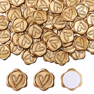 50/100 Pcs Adesivos Autocolantes De Cera Padrão Coração Convite De Casamento Envelope Selo De Ouro Para Decoração De Convites ,