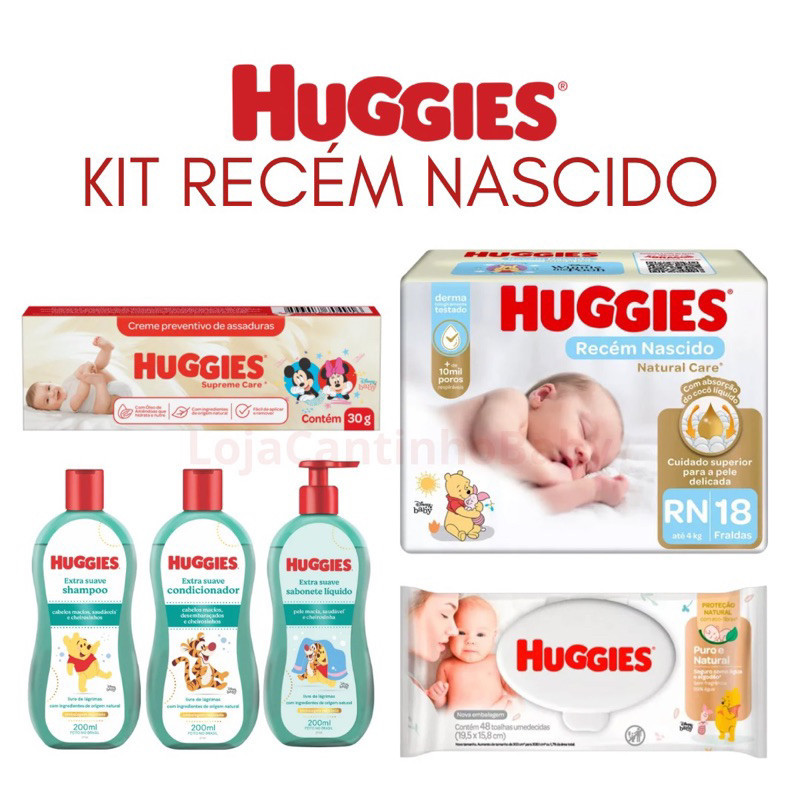 Kit Higiene Recém Nascido Huggies completo 6 itens para bebê