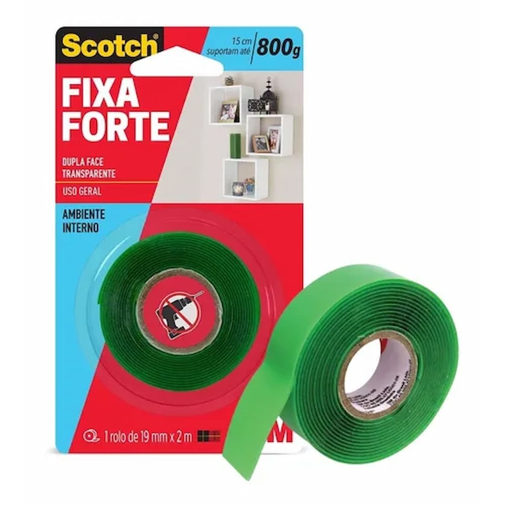 Fita Dupla Face 19mm x 2 Mts Fixa Forte - 3M | Shopee Brasil