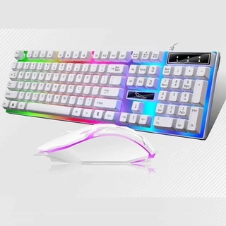 Kit Teclado Mouse Semi Mecânico RGB LED Gamer Jogo M400/M300 Com Fio